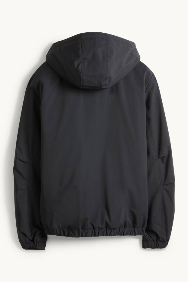 Mężczyźni - Kurtka z kapturem - wyściełana - hydrofobowa - czarny