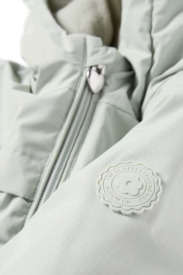 Neonate - Fiorellini - giacca con cappuccio per neonate - imbottita - verde chiaro