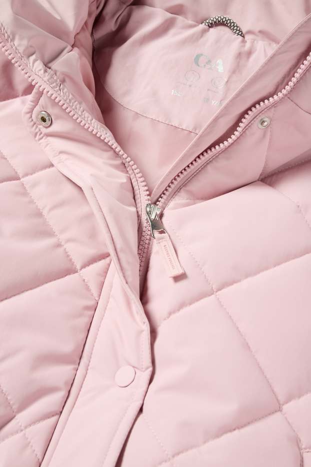 Kinder Mädchen - Steppjacke mit Kapuze - wasserabweisend - pink