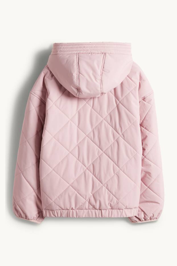 Kinder Mädchen - Steppjacke mit Kapuze - wasserabweisend - pink