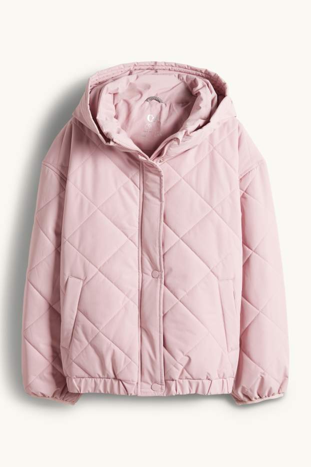Kinder Mädchen - Steppjacke mit Kapuze - wasserabweisend - pink