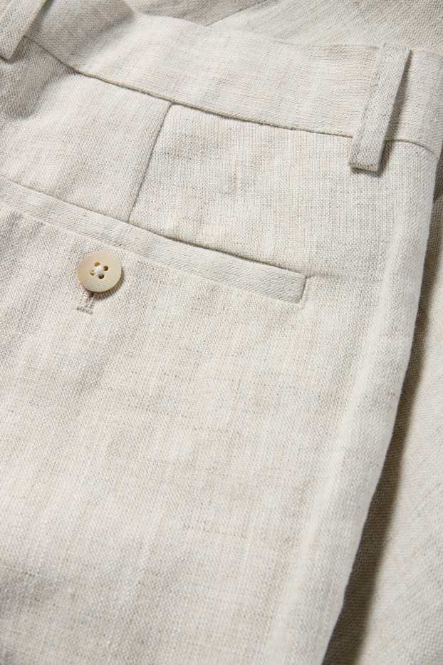 Hombre - Pantalón de vestir - regular fit - mezcla de lino - beige claro