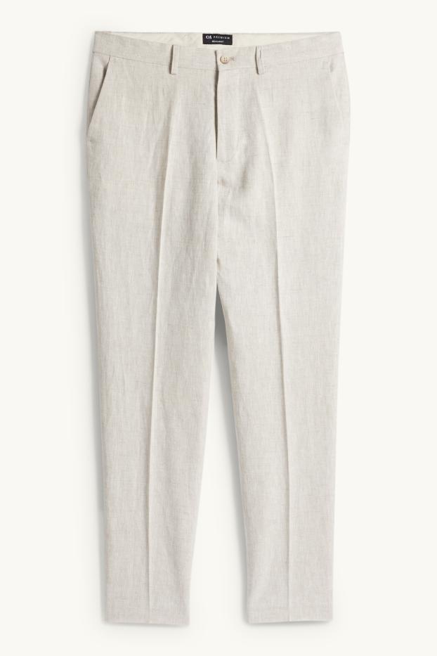 Hombre - Pantalón de vestir - regular fit - mezcla de lino - beige claro
