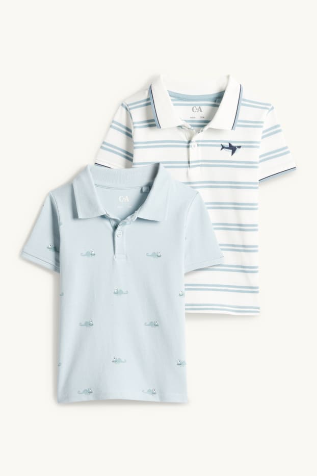Children Boys - Multipack of 2 - shark and chameleon - polo shirt - light blue