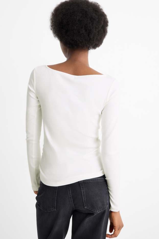 Dámské - Tričko s dlouhým rukávem - slim fit - bílá