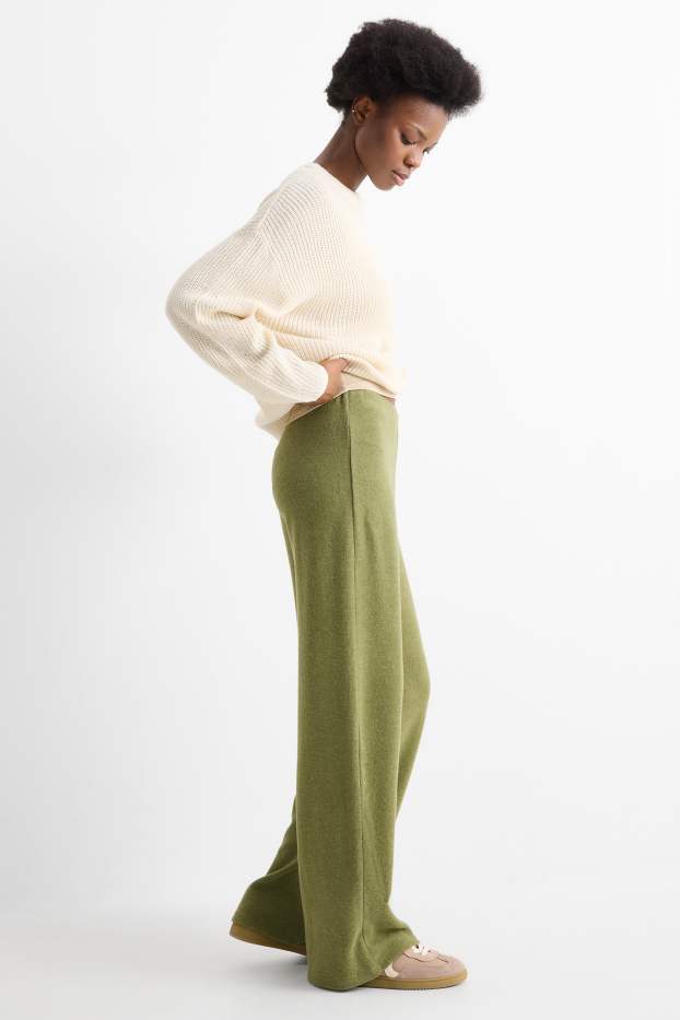 Damen - Straight Leggings - gerippt - grün