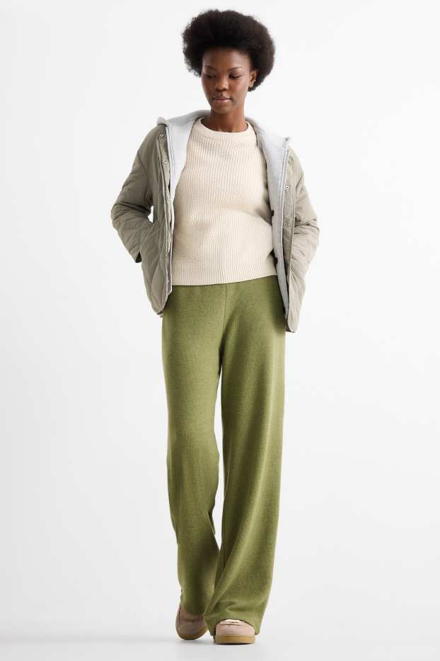 Damen - Straight Leggings - gerippt - grün