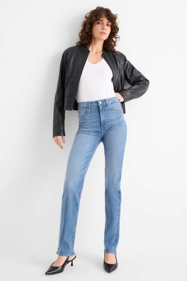 Femei - Straight jeans - talie înaltă - LYCRA® - denim-albastru deschis