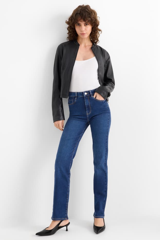 Dona - Straight Jeans - high waist - LYCRA® - texà blau fosc