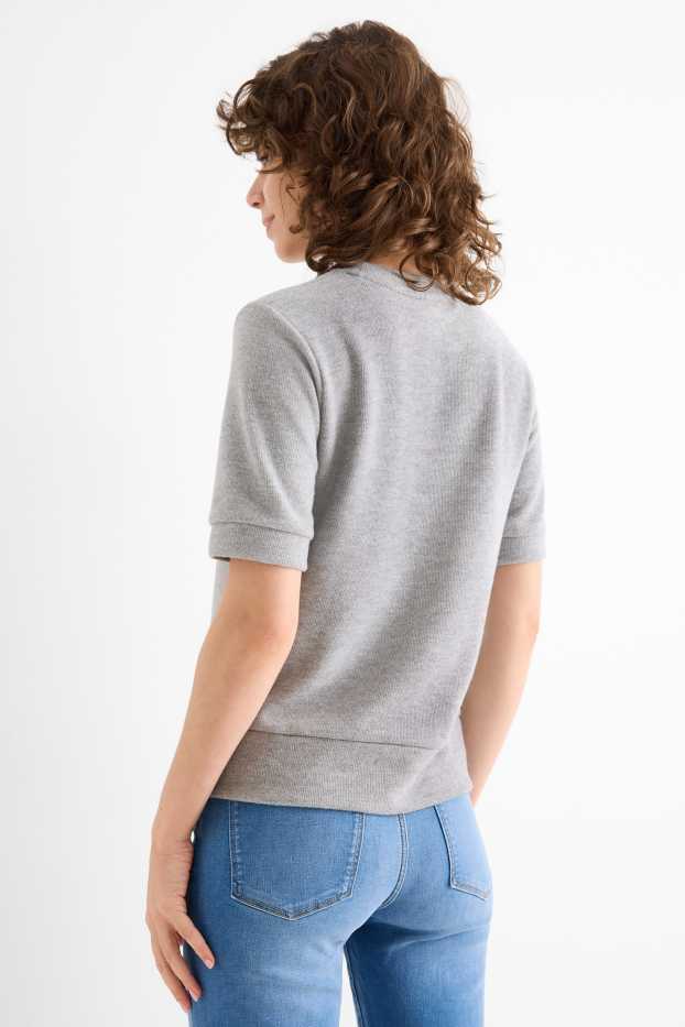 Donna - T-shirt - regular fit - a coste - grigio chiaro