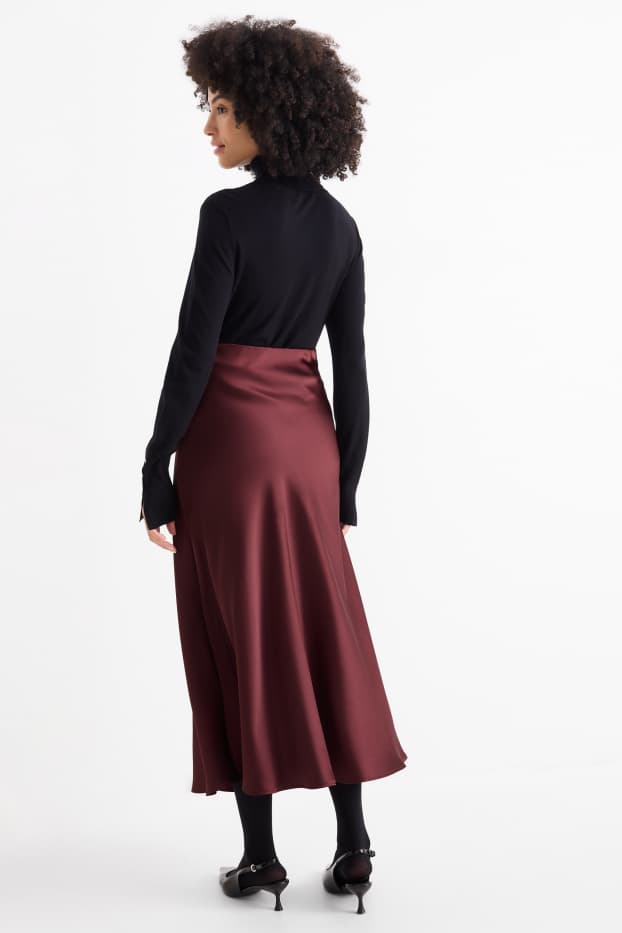 Dames - Rok van satijn - bordeaux