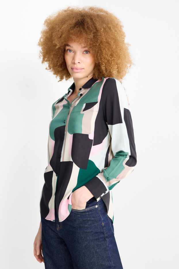 Donna - Blusa - fantasia - verde scuro / nero