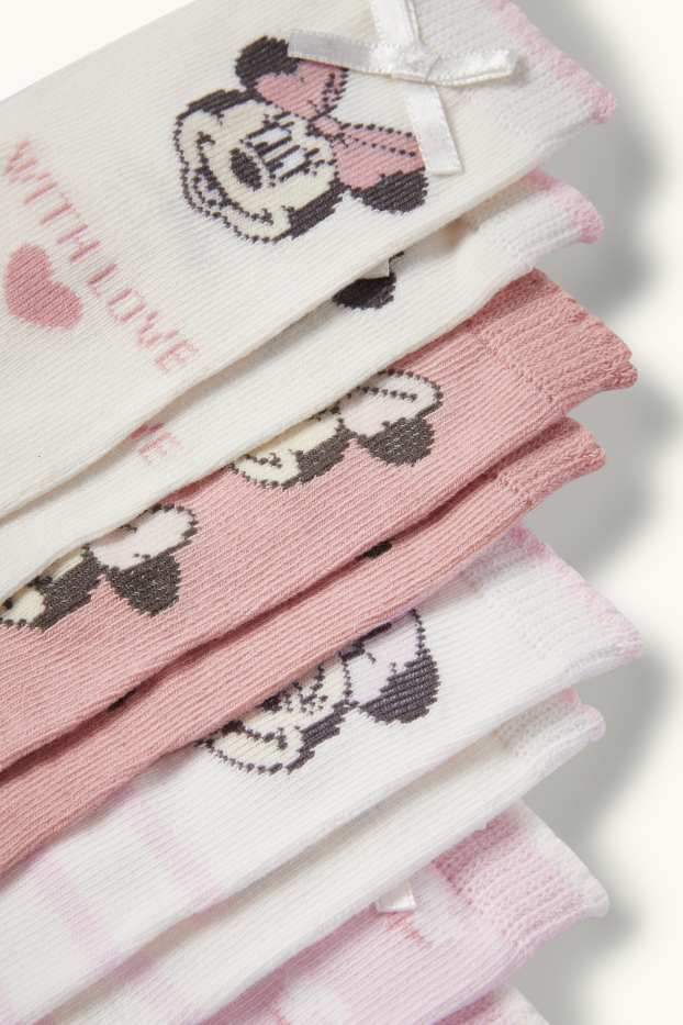 Baby Mädchen - Multipack 4er - Minnie Maus - Baby-Socken mit Motiv - weiss / rosa