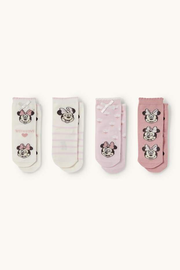 Baby Mädchen - Multipack 4er - Minnie Maus - Baby-Socken mit Motiv - weiss / rosa