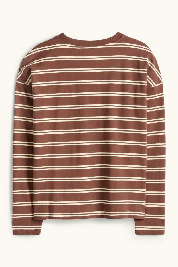 Femmes - Haut à manches longues - Oversize - à rayures - marron / beige