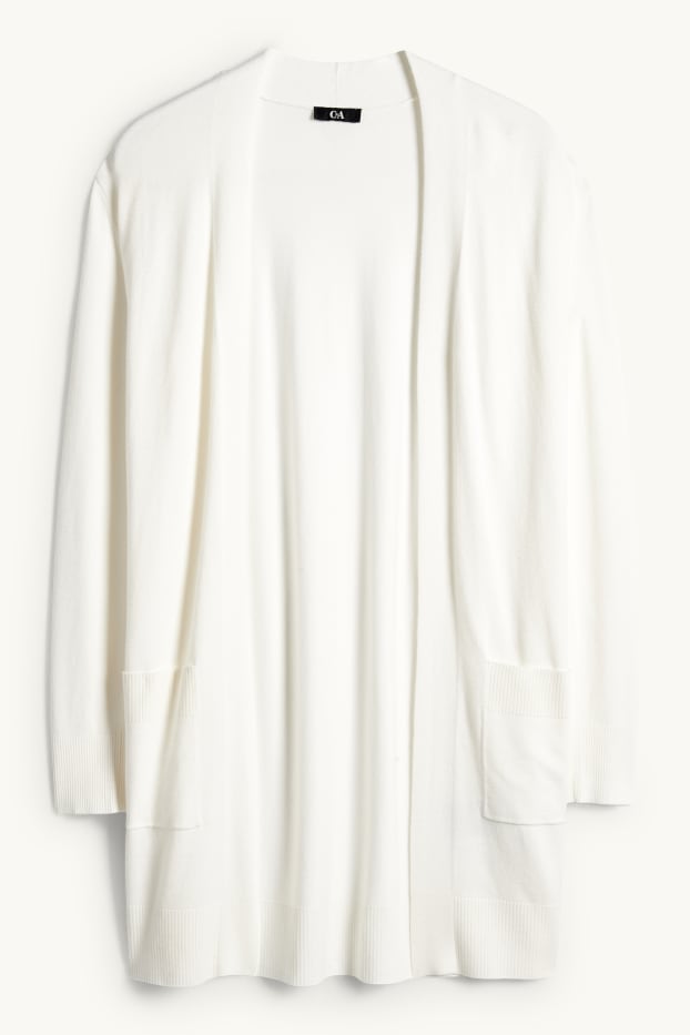 Dames - Lang gebreid vest - wit