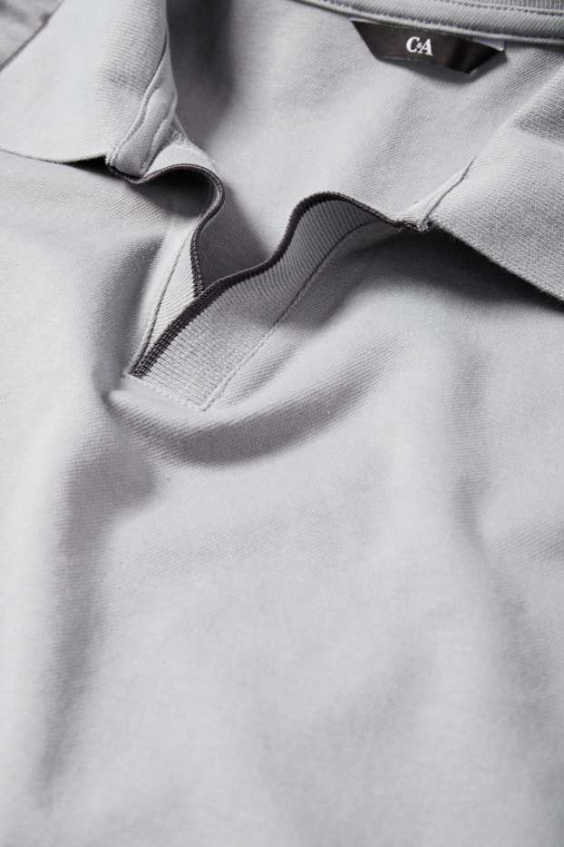 Heren - Poloshirt met lange mouwen - regular fit - grijs