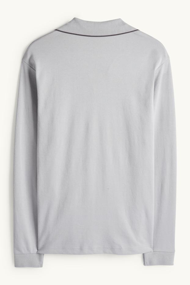 Heren - Poloshirt met lange mouwen - regular fit - grijs