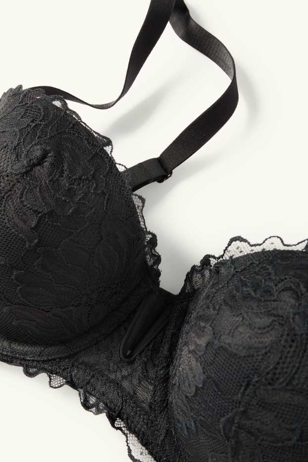 Damen - BH mit Bügel - BALCONETTE - wattiert - schwarz