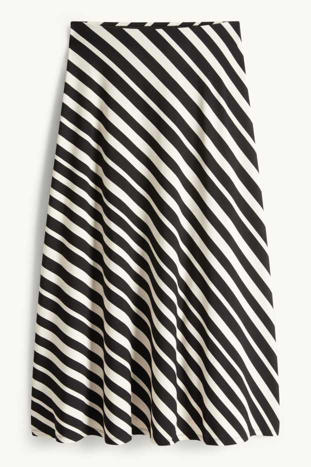 Damen - Rock - gestreift - schwarz / beige