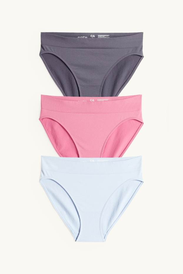 Femmes - Lot de 3 - culottes - sans coutures - bleu clair