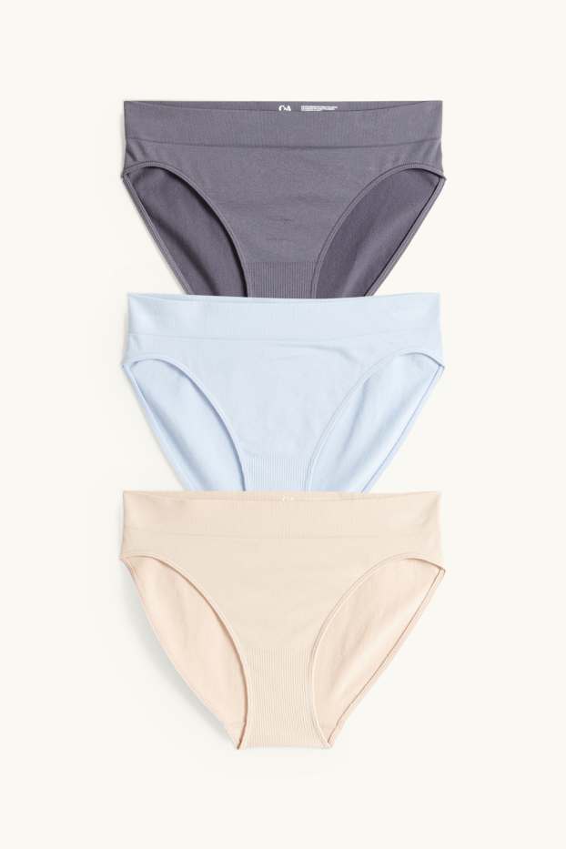 Dámské - Multipack 3 ks - kalhotky - bezešvé - světle modrá