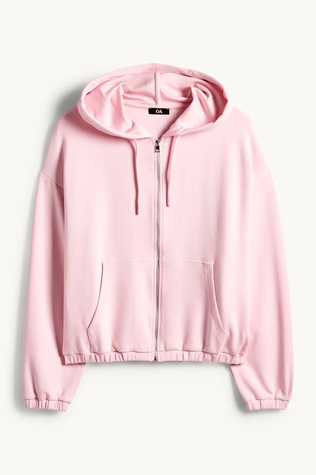 Damen - Sweatjacke mit Kapuze - rosa