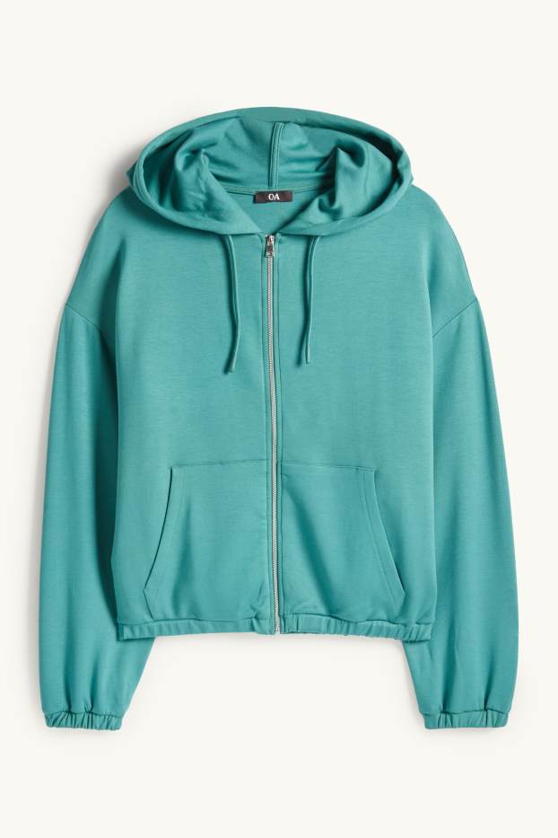 Damen - Sweatjacke mit Kapuze - türkis