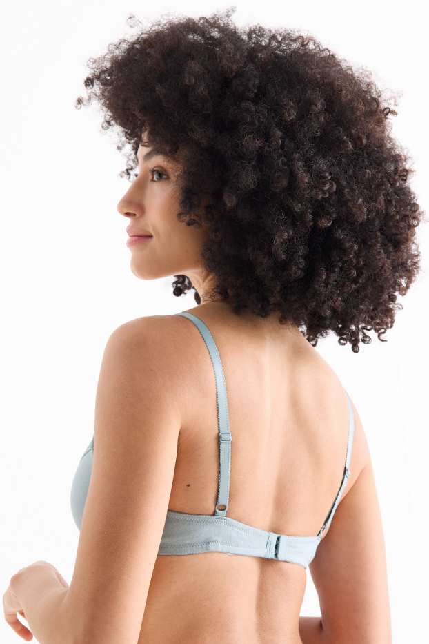 Donna - Confezione da 2 - reggiseno con ferretti - DEMI - imbottito - azzurro