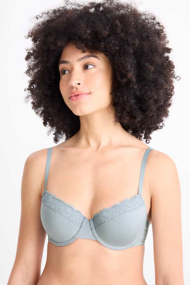 Donna - Confezione da 2 - reggiseno con ferretti - DEMI - imbottito - azzurro