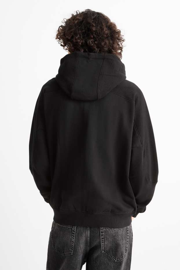 Uomo - Felpa con zip e cappuccio - nero