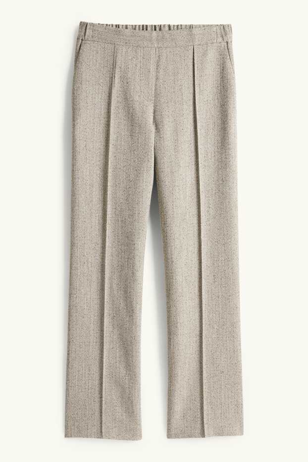 Femei - Pantaloni office - talie medie - straight leg - cu model - taupe