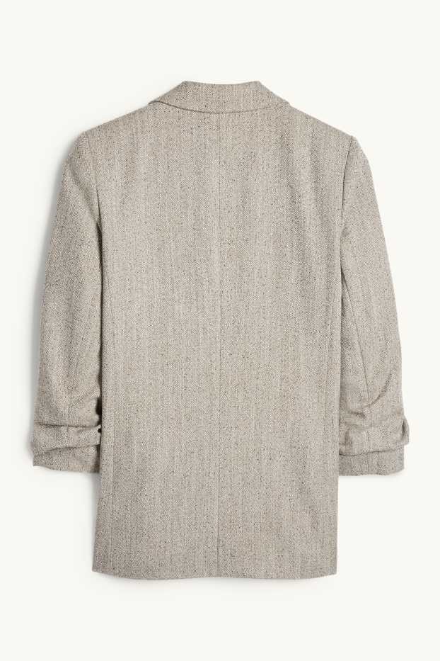 Femei - Blazer lung - regular fit - cu model - structurat - taupe