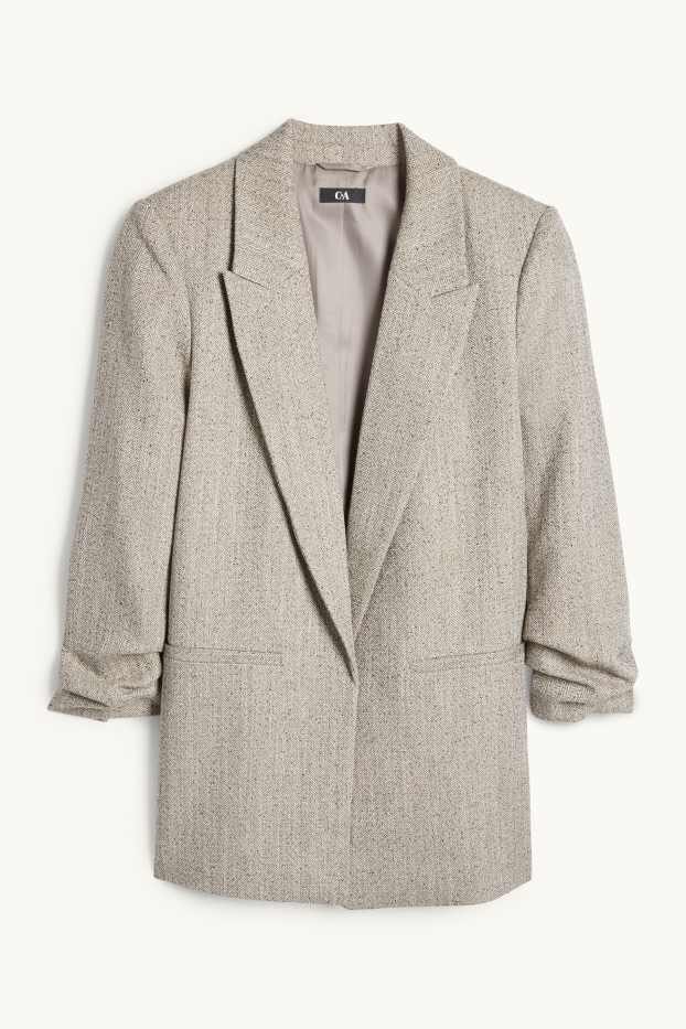 Femei - Blazer lung - regular fit - cu model - structurat - taupe