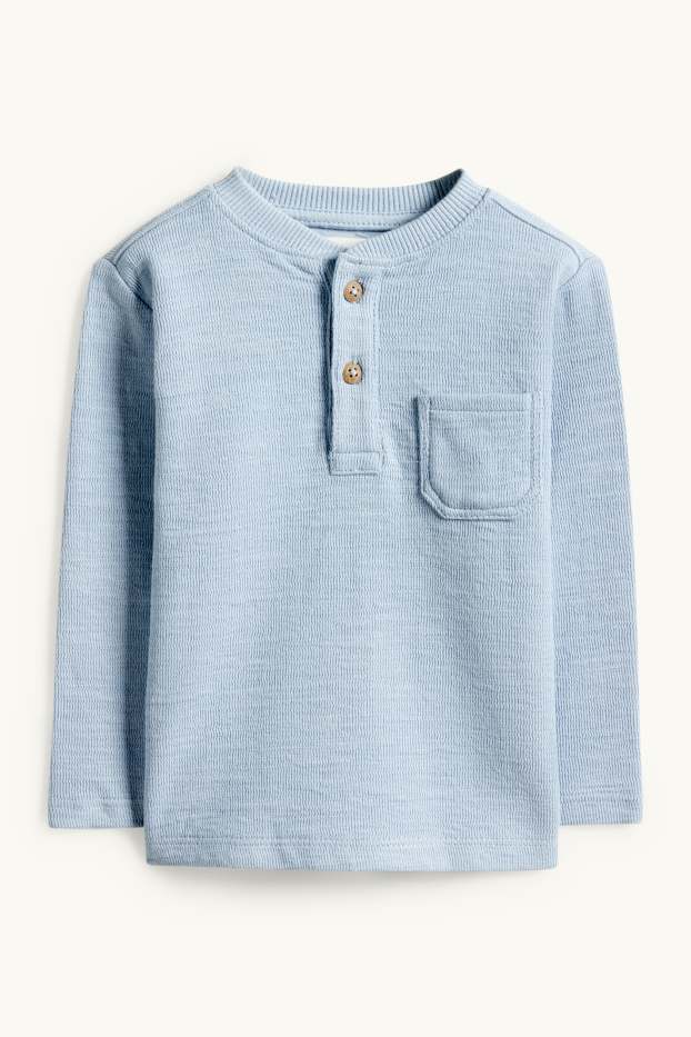 Baby Jungen - Baby-Langarmshirt - strukturiert - hellblau