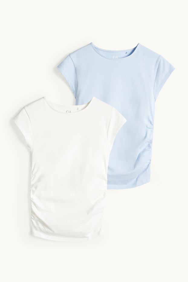 Kinder Mädchen - Multipack 2er - Kurzarmshirt - weiß / hellblau