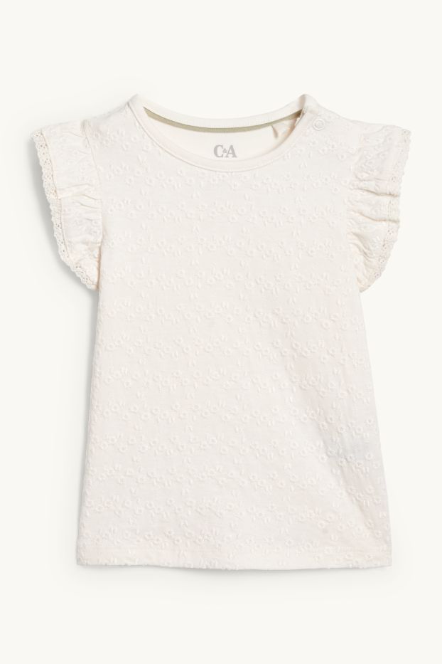 Baby Mädchen - Blümchen - Baby-Outfit - 2 teilig - grün / cremeweiß