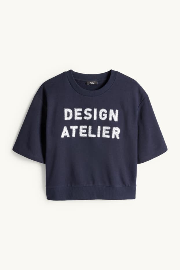 Dames - Sweatshirt - glanseffect - donkerblauw