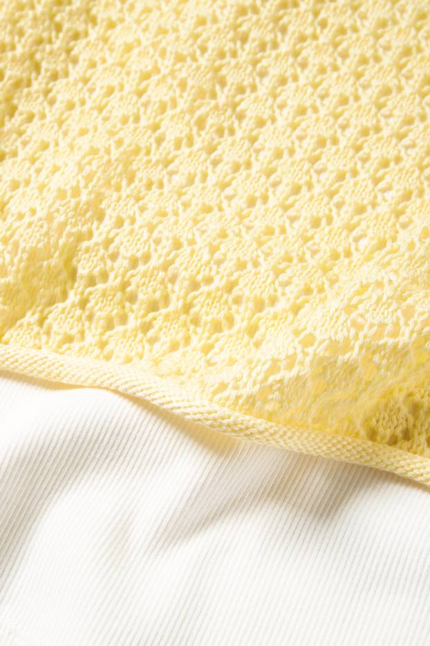 Enfants filles - Ensemble - pull et haut - 2 pièces - blanc / jaune