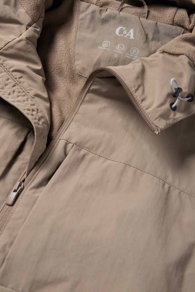 Heren - Jas met capuchon - waterafstotend - lichtbruin