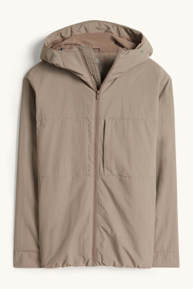 Heren - Jas met capuchon - waterafstotend - lichtbruin