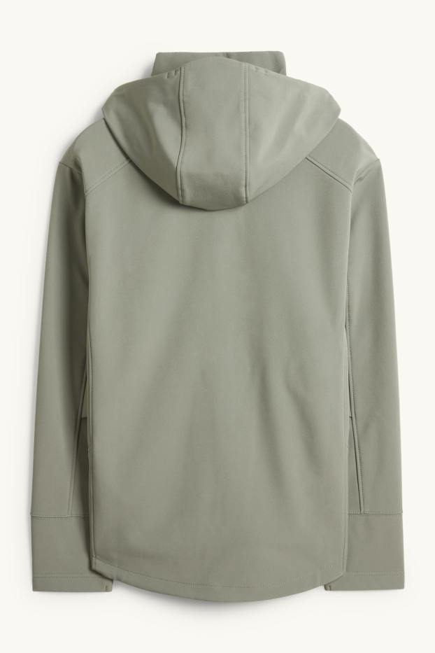 Heren - Softshelljas met capuchon - waterafstotend - groen