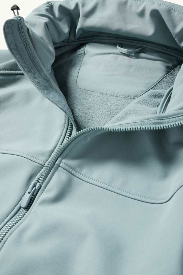 Heren - Softshelljas met capuchon - waterafstotend - lichtblauw