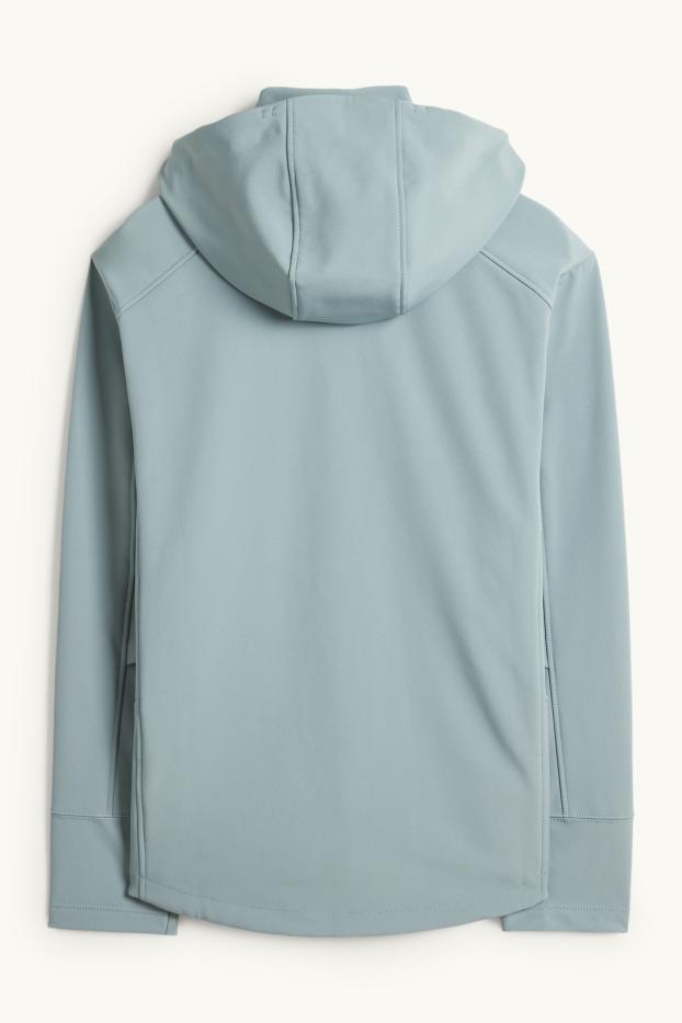 Heren - Softshelljas met capuchon - waterafstotend - lichtblauw