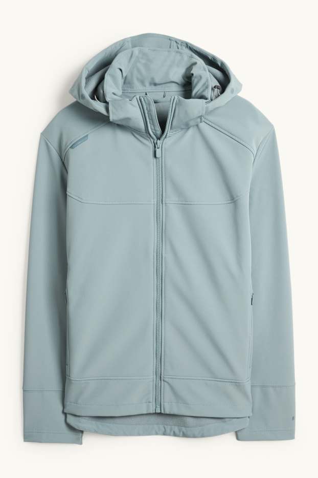 Heren - Softshelljas met capuchon - waterafstotend - lichtblauw
