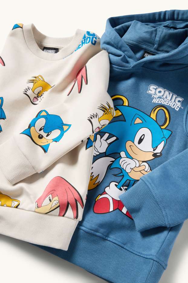 Enfants garçons - Lot de 2 - Sonic - sweat à capuche et sweat - bleu  / crème