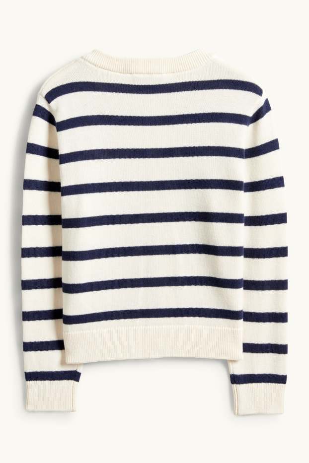 Enfants filles - Gilet en maille - à rayures - bleu foncé / blanc crème