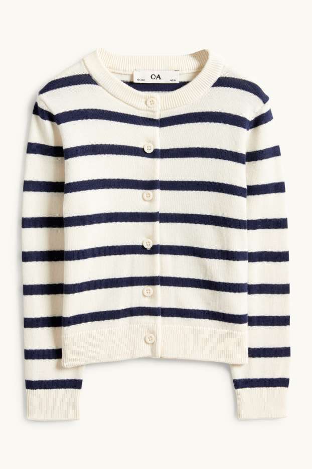 Enfants filles - Gilet en maille - à rayures - bleu foncé / blanc crème