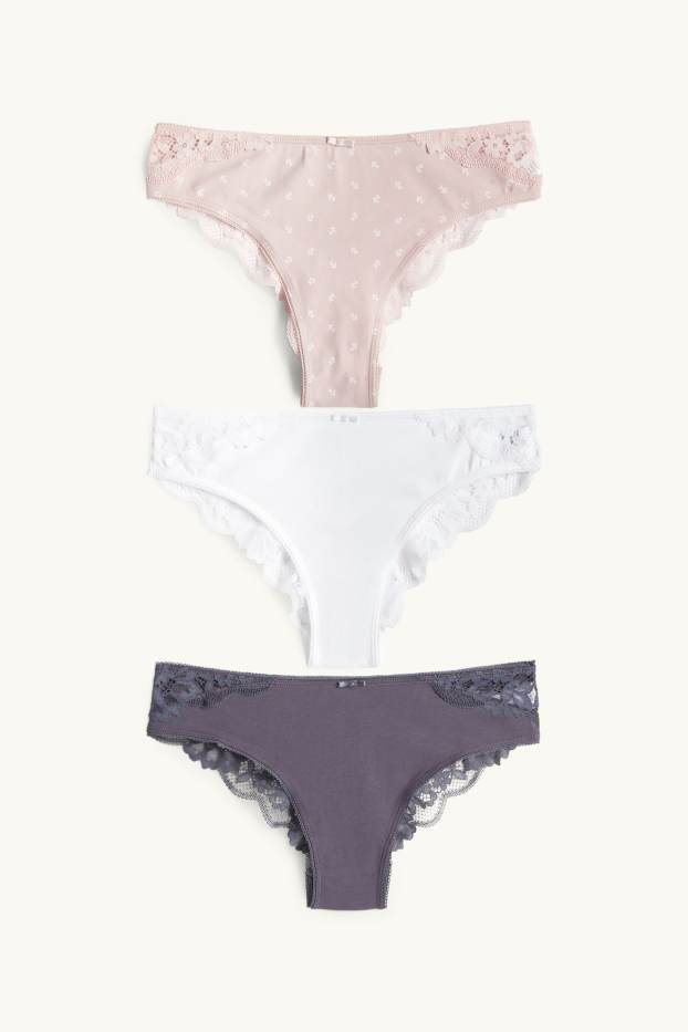 Women - Multipack of 3 - Brazilian knickers - rose