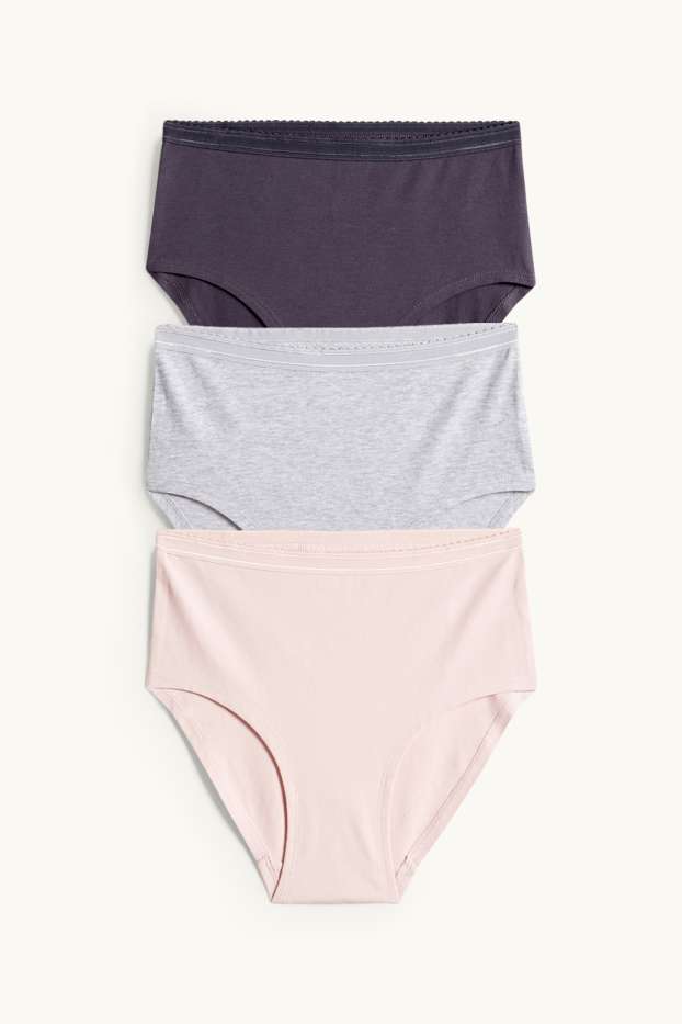 Donna - Confezione da 3 - slip - nero / rosa